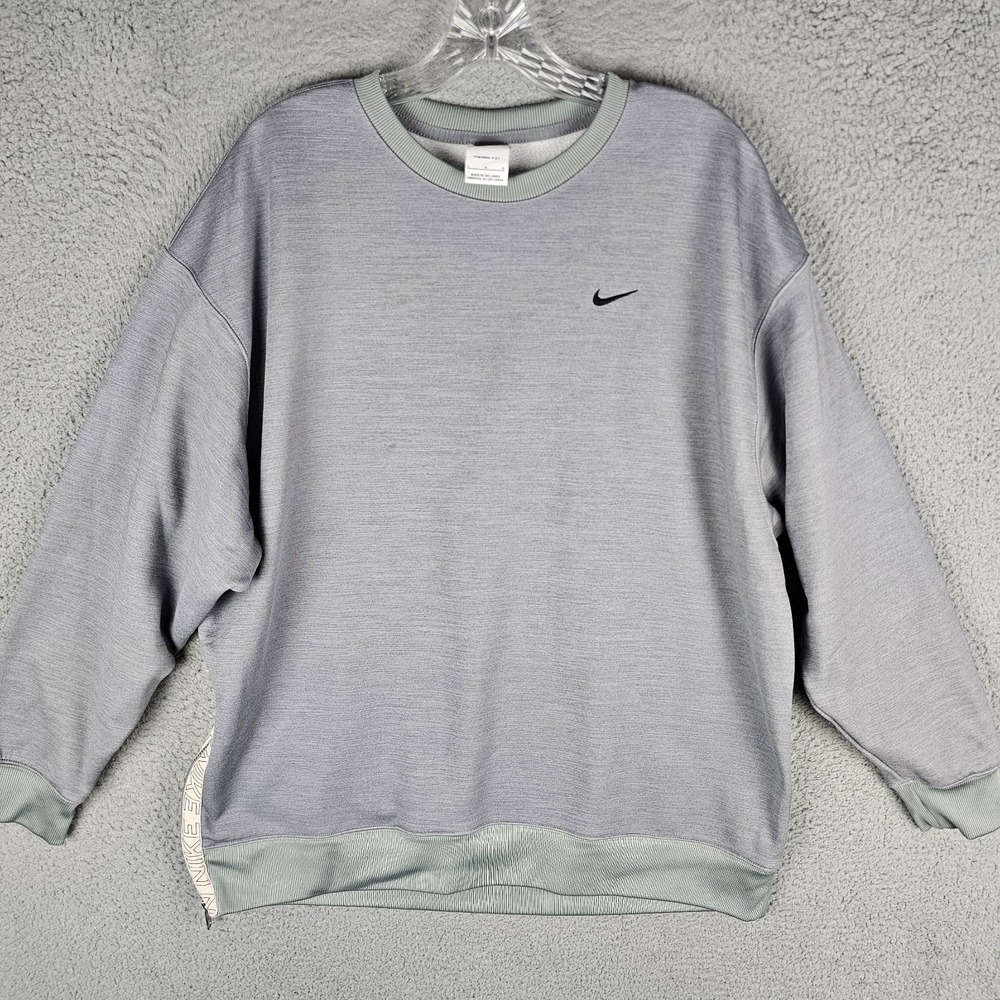 Nike Sweatshirt Womens Large Therma-Fit Long Sleeve Side Zip Logo DD6152-073